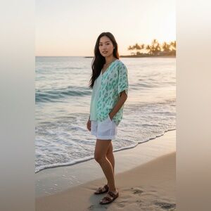 Mint Green Leopard Print Blouse